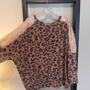 Leopard Print Sweater with Sequin Detail